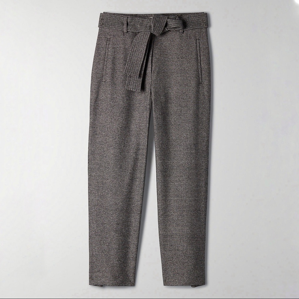 Aritzia Wilfred Jallade Gray Tie Front Cropped Tapered Leg Wool Pants - Picture 5 of 16